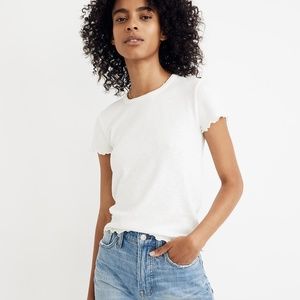 Madewell | Baby Tee in White with Lettuce Trim